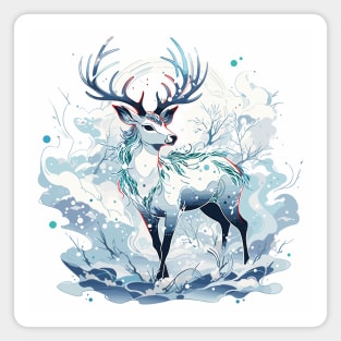 Mythical Deer in Winter Wonderland Magnet